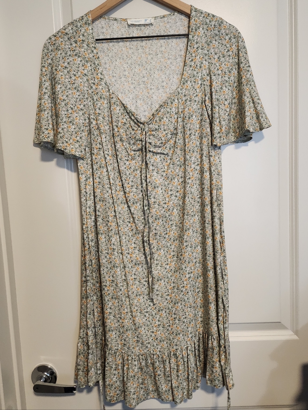 Primark Cream Floral Mini Dress with Yellow & Green Accents